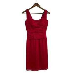 Vintage Red Party Dress Andrea Polizzi For Rex Lester Red Silk 8 Sheath USA